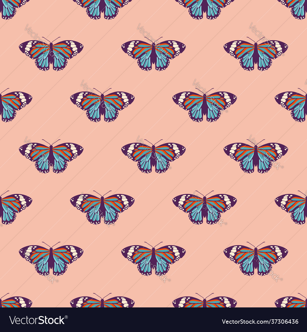 Seamless Pattern With Bright Butterflies Vector Image 4801