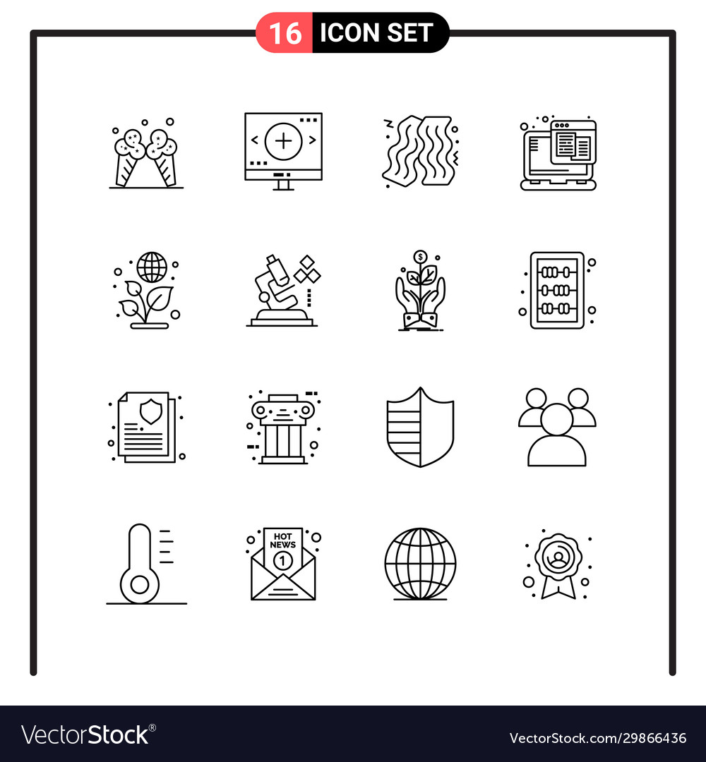 Set 16 line style icons for web and mobile vector image Set 16 line style icons for web and mobile