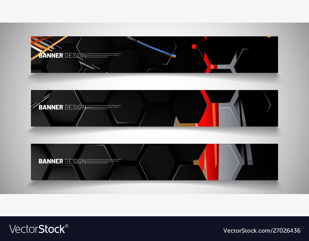Set background hexagon banner gradient vector image Set background hexagon banner gradient