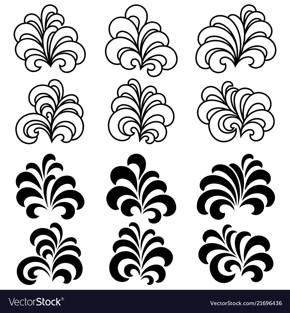 Set of decorative floral curls Royalty Free Vector Image