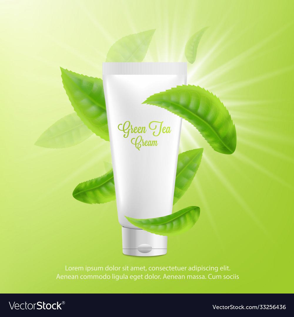 Template and mockup a tube cream with green