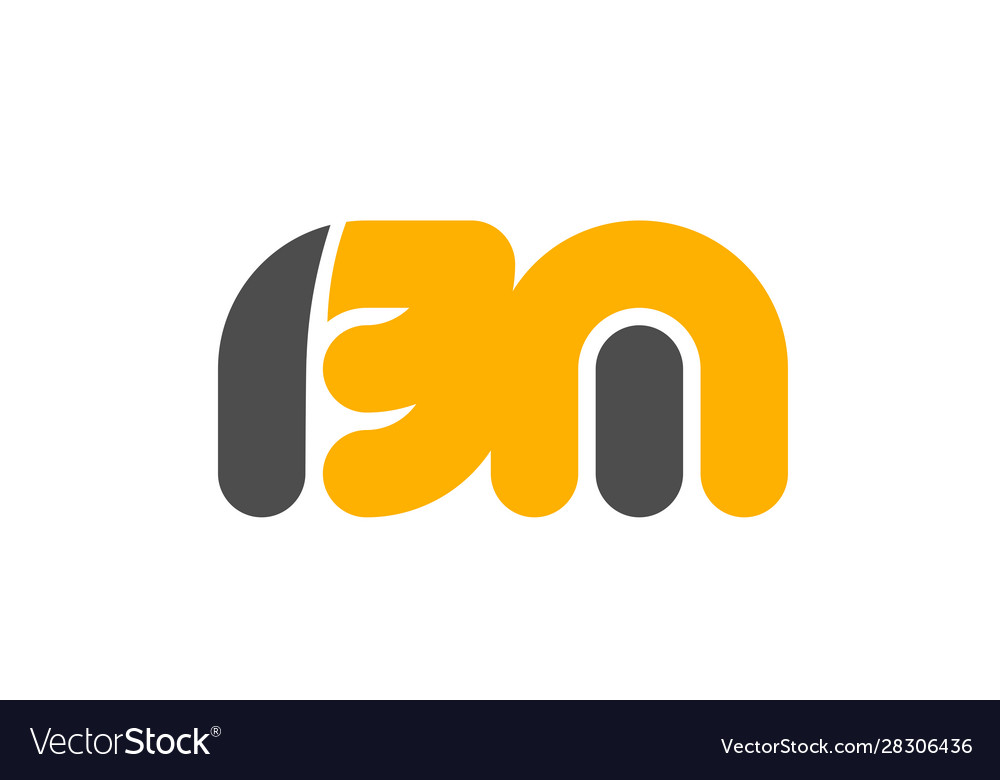 Yellow Grey Combination Logo Letter Bn B N Vector Image