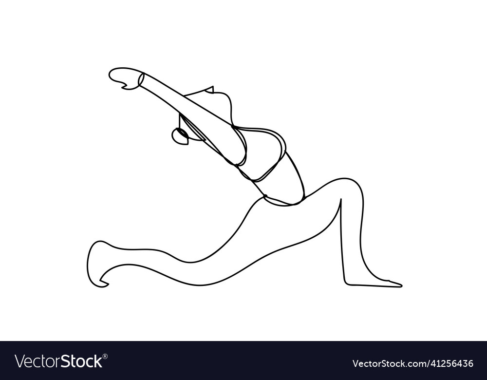 Yoga with exercise continuous line drawing vector image Yoga with exercise continuous line drawing