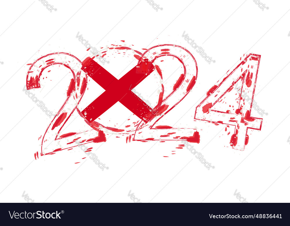 2024 year in grunge style with flag of alabama