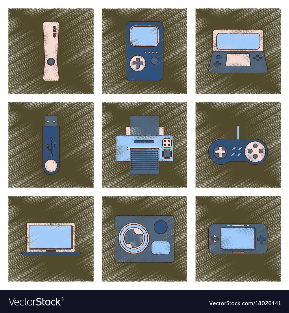 Assembly flat shading style icon technology game