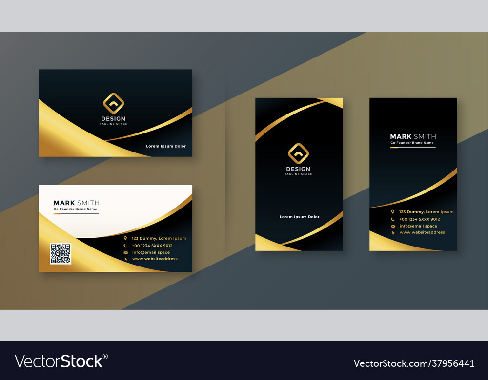 Black and golden premium business card design Vector Image