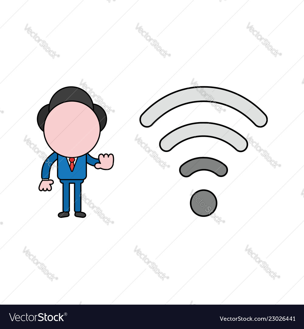 Businessman character with wireless wifi symbol