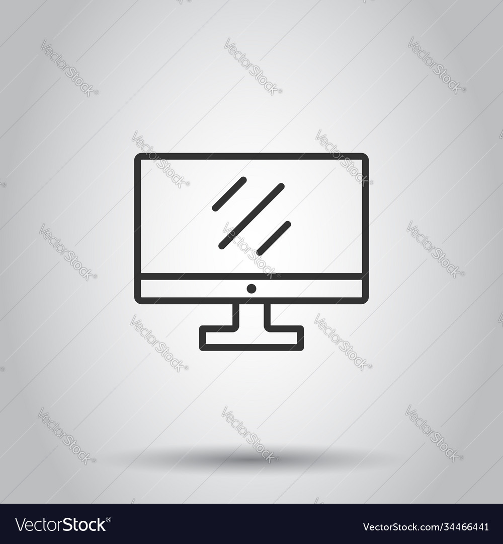 Computer monitor icon on isolated background vector image Computer monitor icon on isolated background