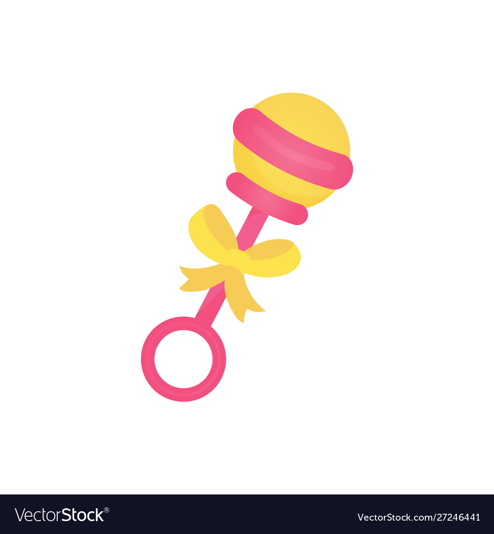 Cute Baby Rattle With A Ribbon Bow Royalty Free Vector Image