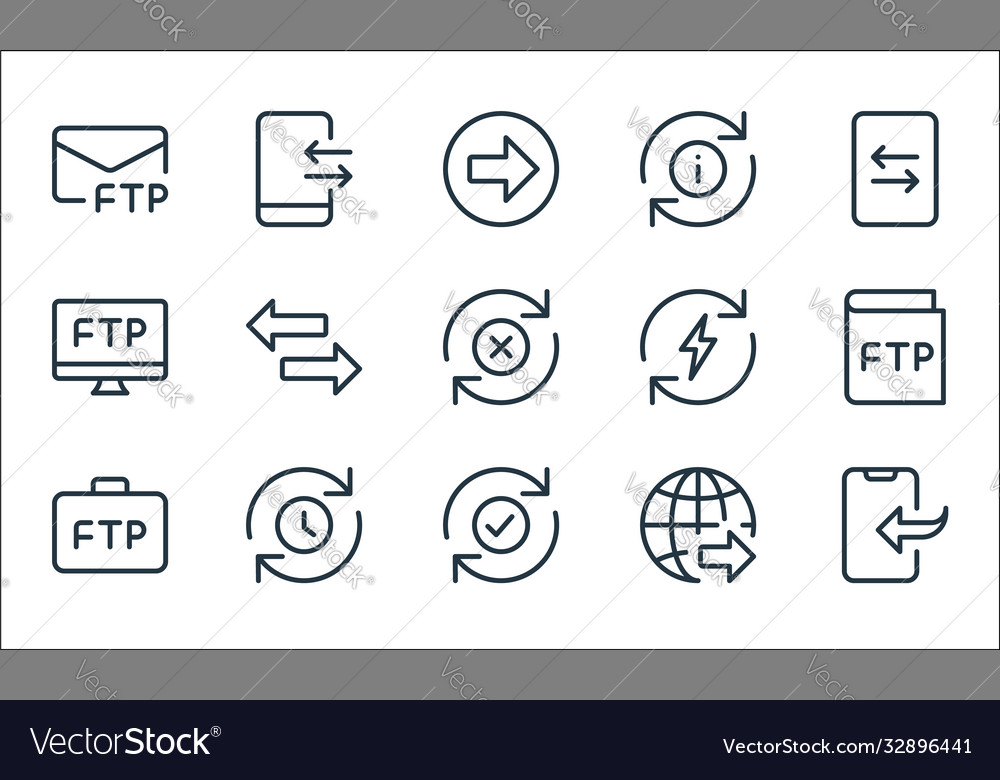 Data transfer line icons linear set quality vector image Data transfer line icons linear set quality