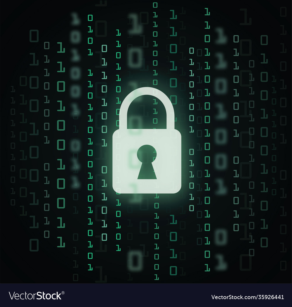 Digital lock guard sign binary code number cyber