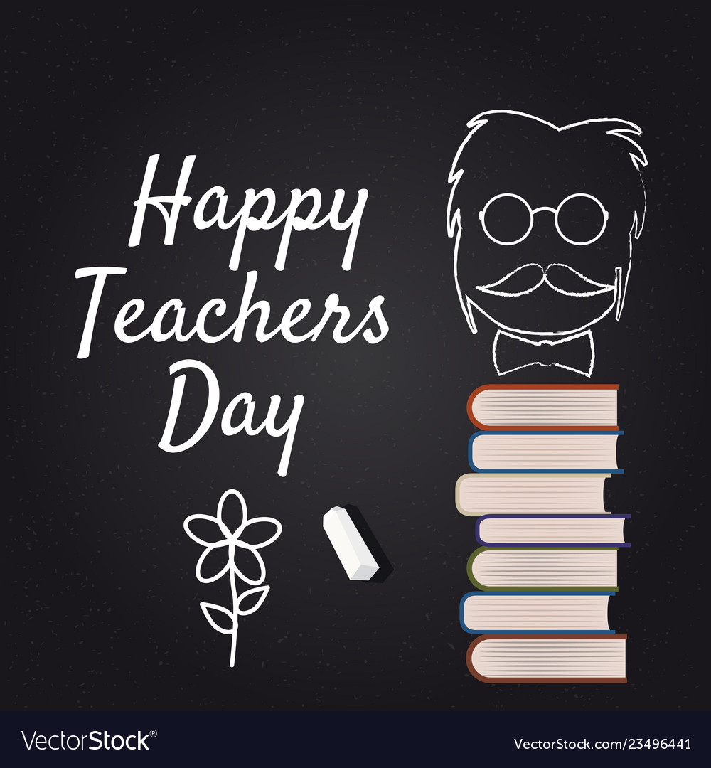 Happy teacher day with books Royalty Free Vector Image