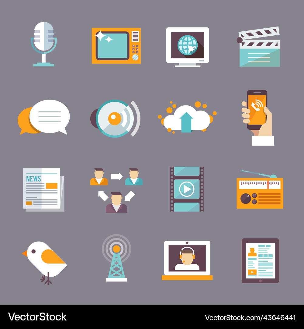Media icon flat Royalty Free Vector Image - VectorStock