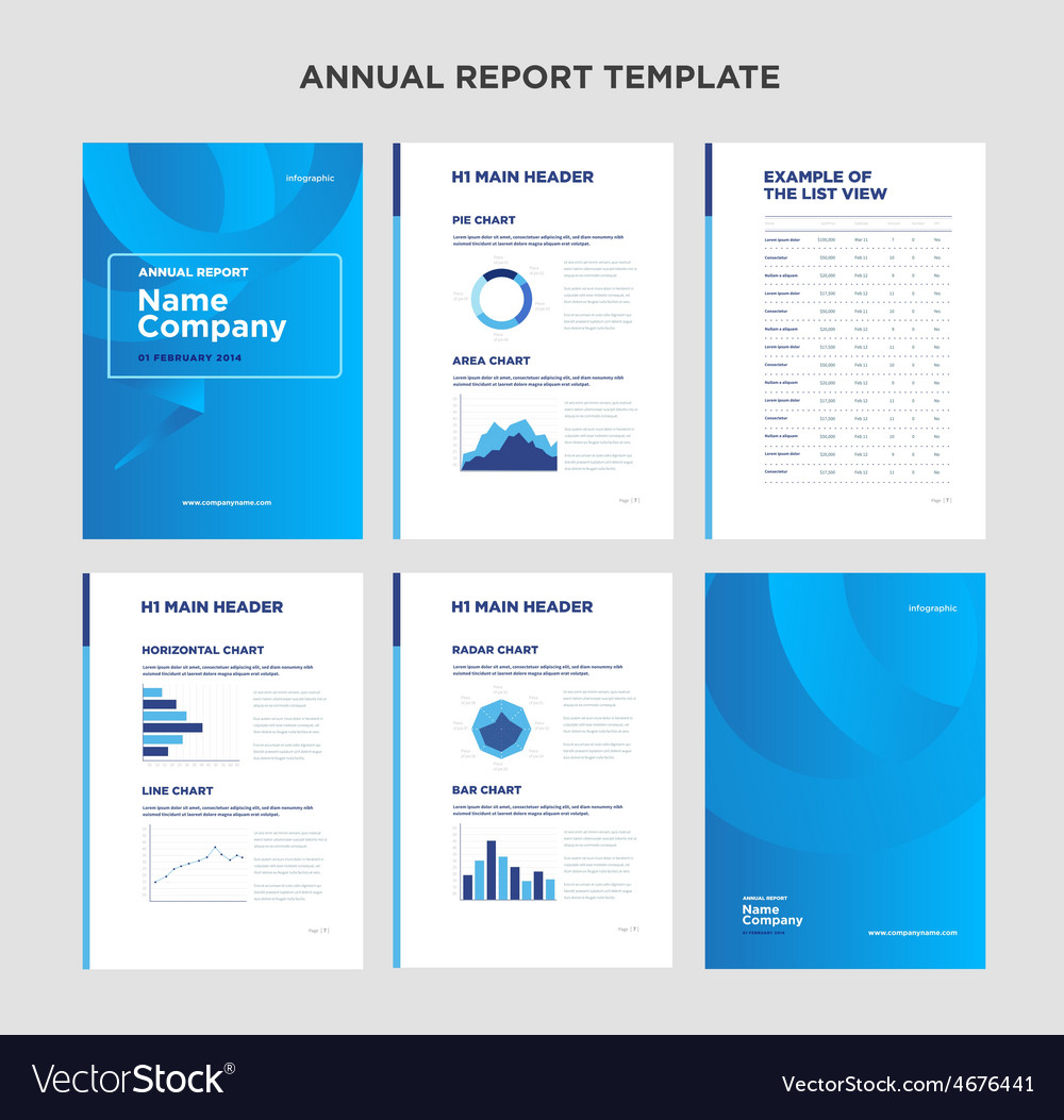 Modern Annual Report Template With Cover Design Vector Image 5489