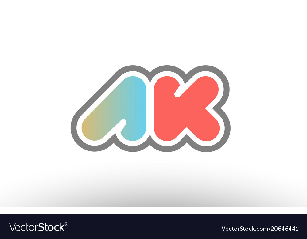 Orange pastel blue alphabet letter ak a k logo