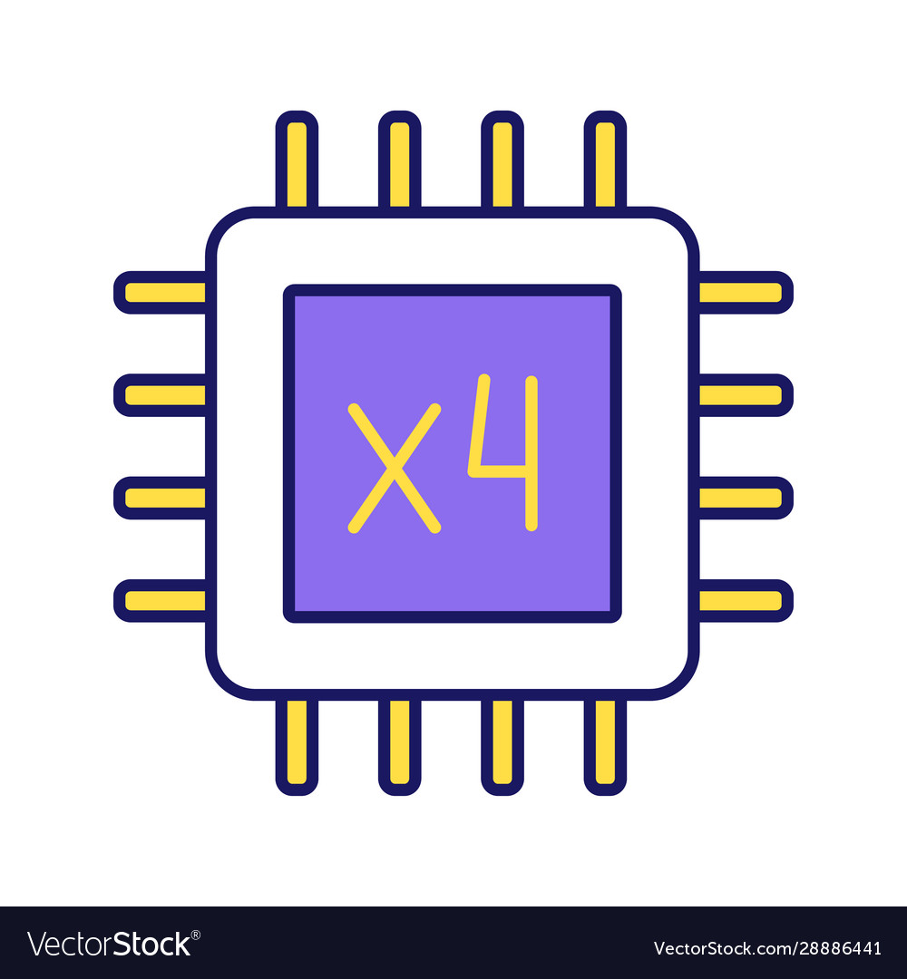 Quad core processor color icon vector image Quad core processor color icon