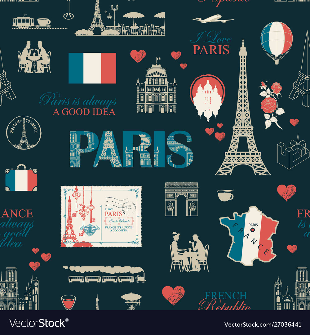 Seamless background on theme france and paris Vector Image