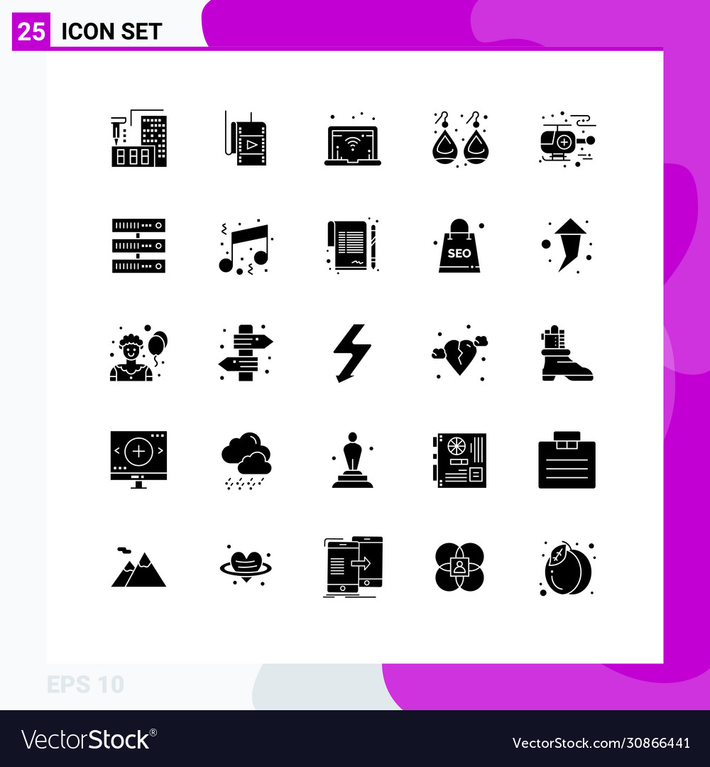 Set 25 solid glyphs on grid for computing