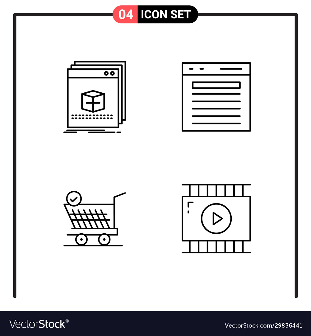 Set 4 line style icons for web and mobile