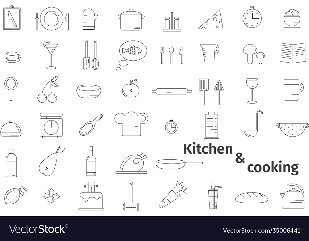 Set food and kitchen icons