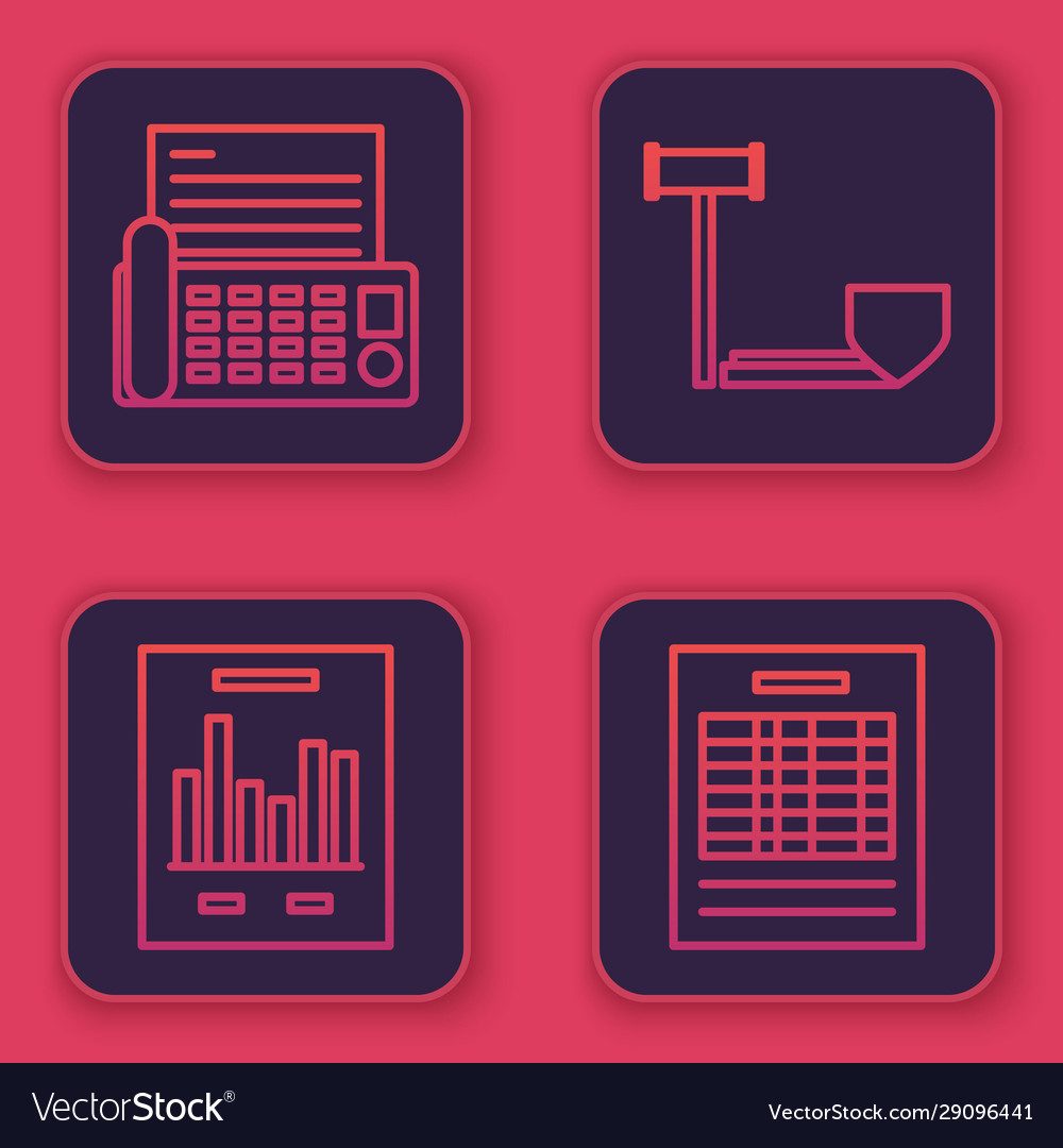 Set line fax machine document with graph chart vector image Set line fax machine document with graph chart