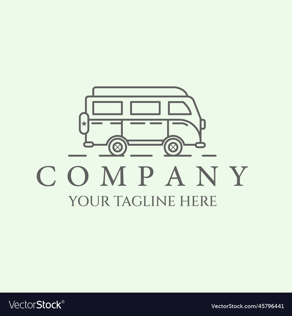 Van logo travel line design art minimalist symbol