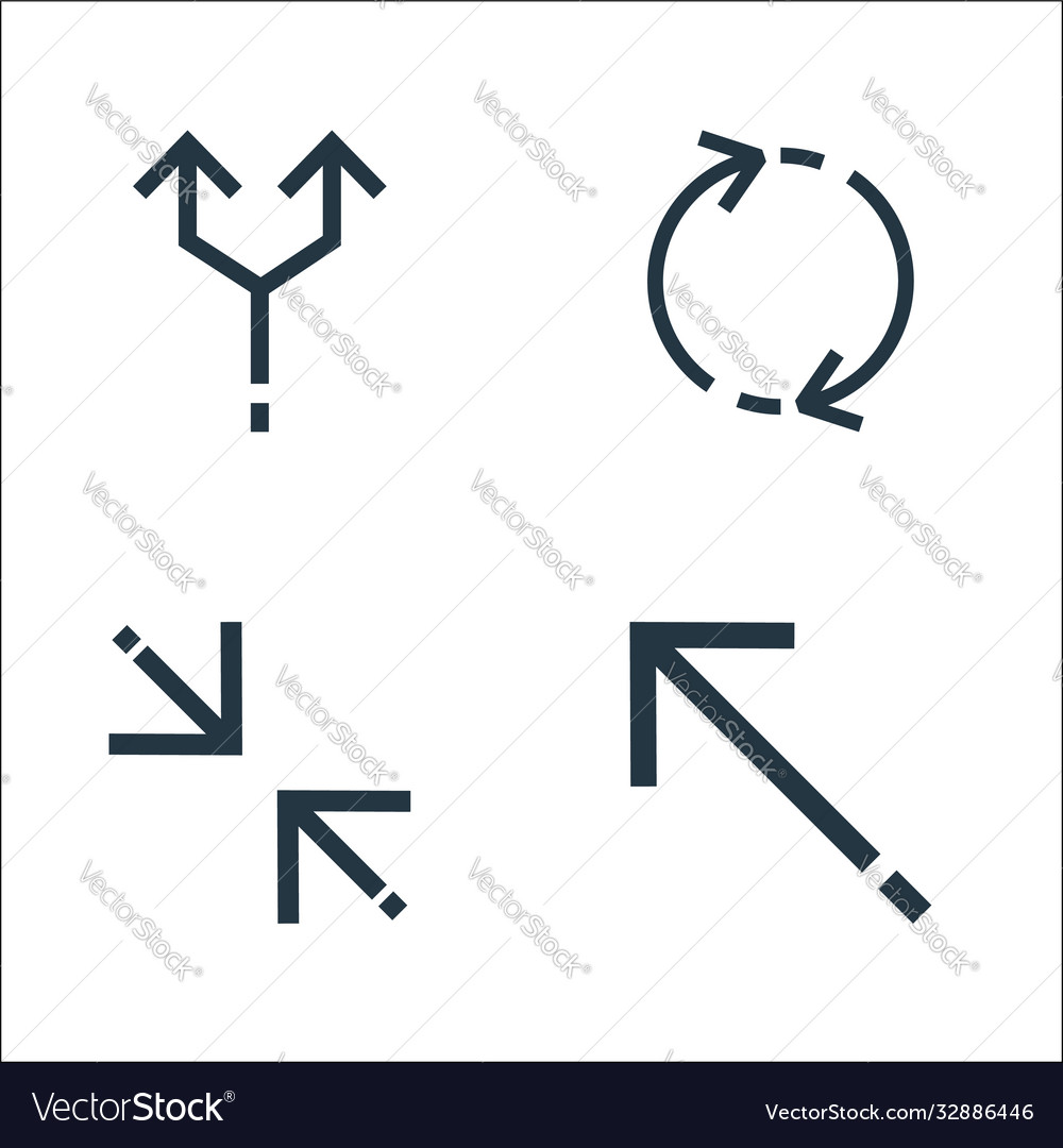 Arrows line icons linear set quality