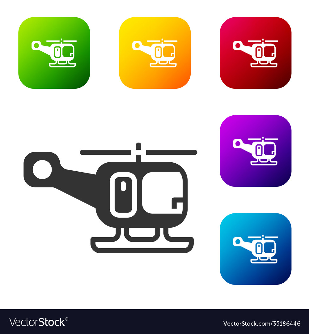 Black rescue helicopter aircraft vehicle icon