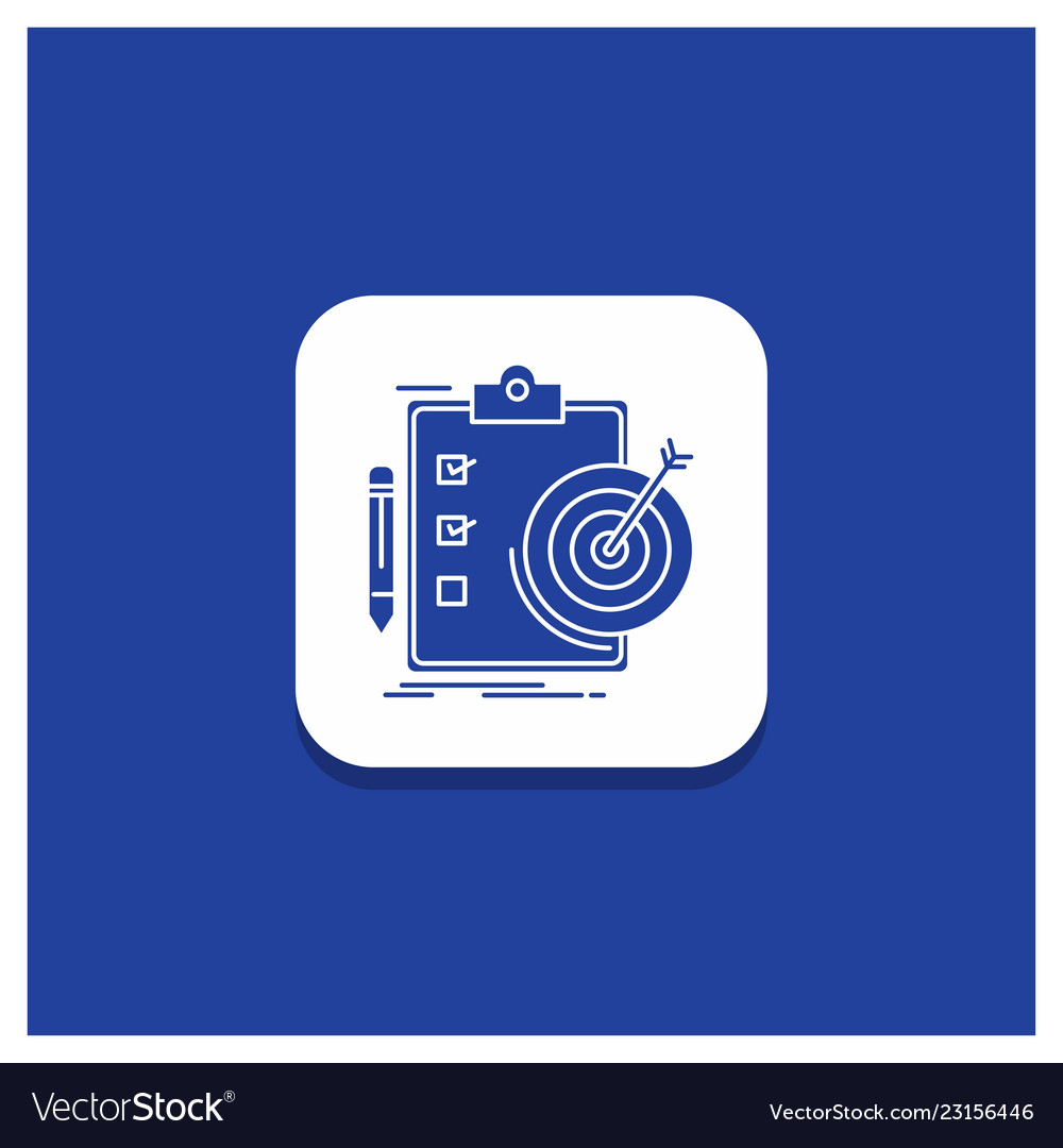 Blue round button for goals report analytics vector image Blue round button for goals report analytics
