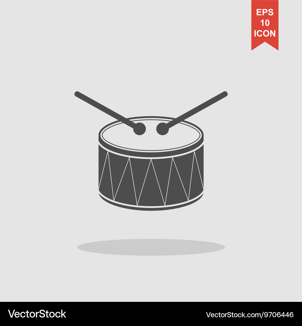 Drum icon flat Royalty Free Vector Image - VectorStock