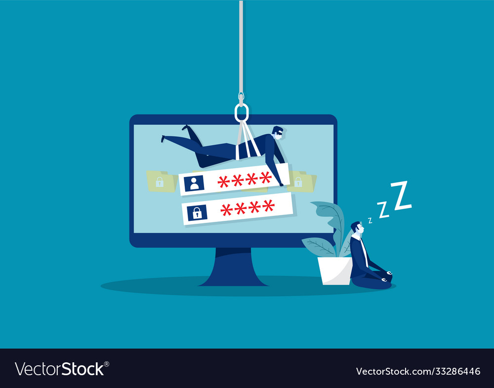 Hacker stealing password and data information vector image Hacker stealing password and data information