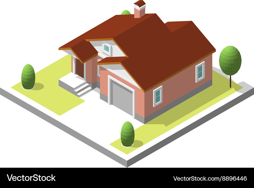 Isometric building flat style Royalty Free Vector Image