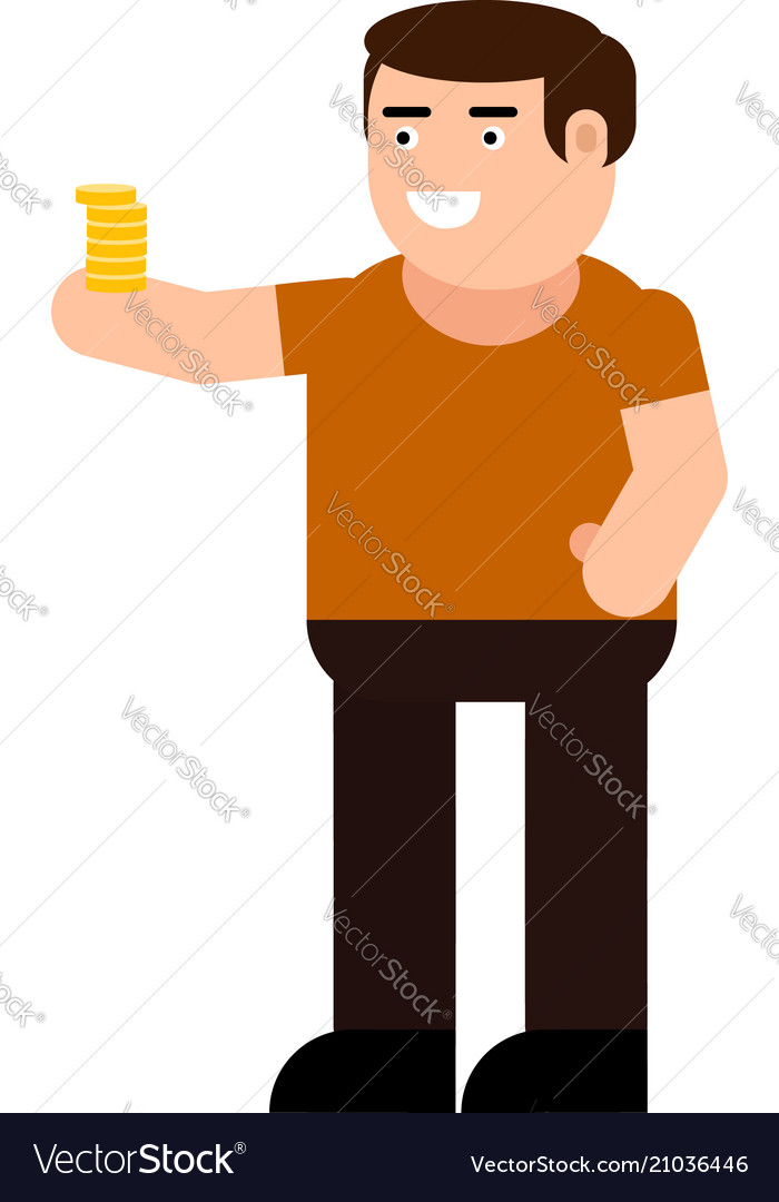 Man with coins icon vector image Man with coins icon