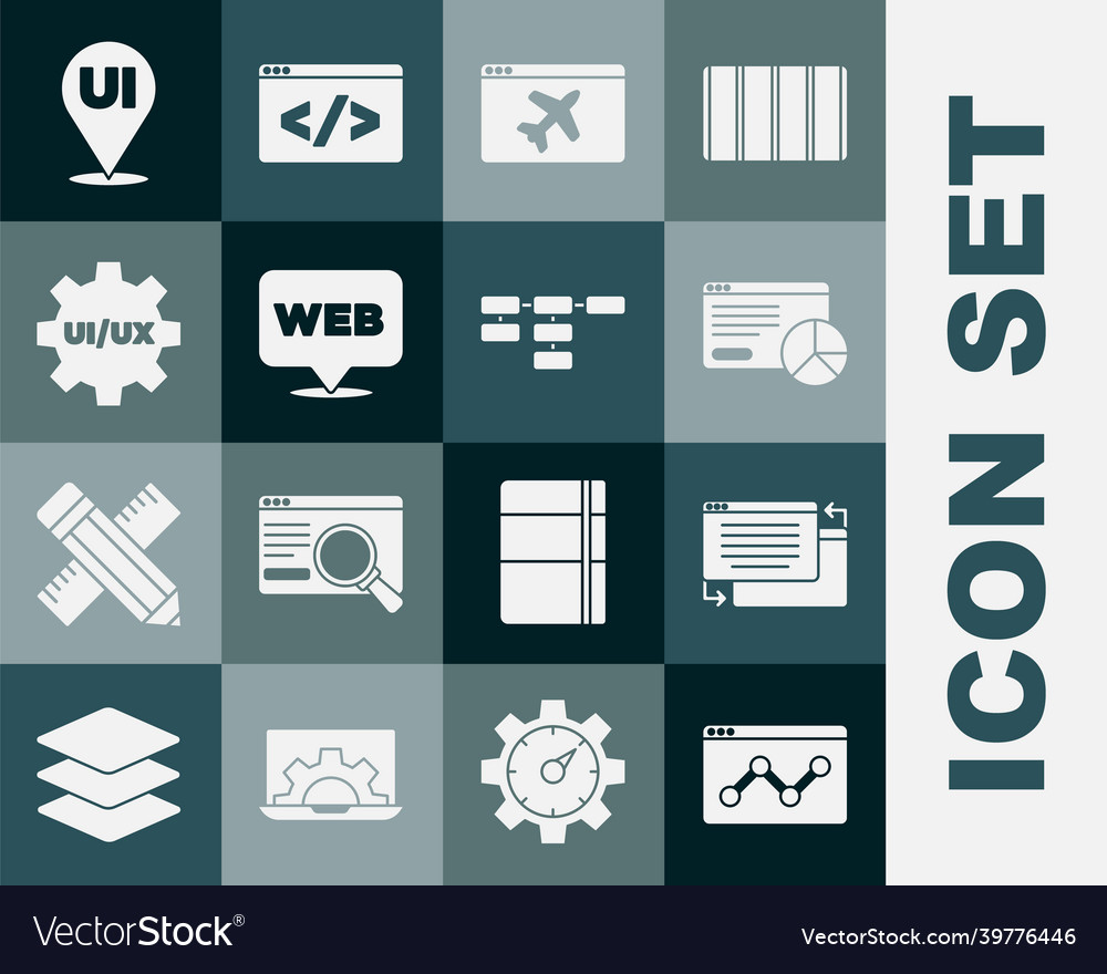 Set website statistic ui or ux design template vector image Set website statistic ui or ux design template