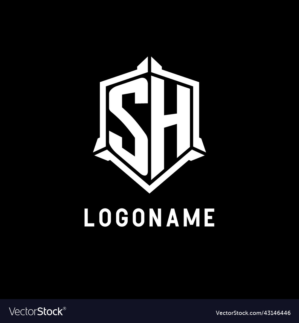 Sh logo initial with shield shape design style