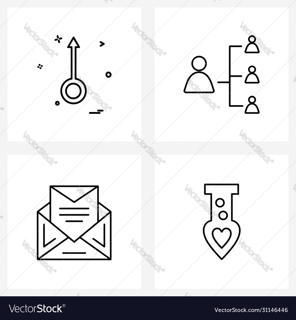 Simple set 4 line icons such as arrows mail