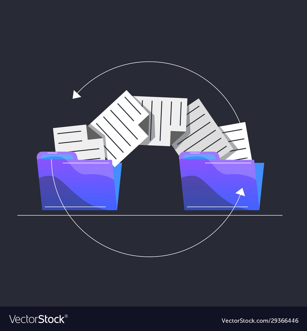 Transfer text documents from one folder to another vector image Transfer text documents from one folder to another