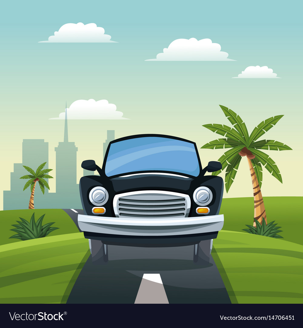 Car travel vacation road landscape city background