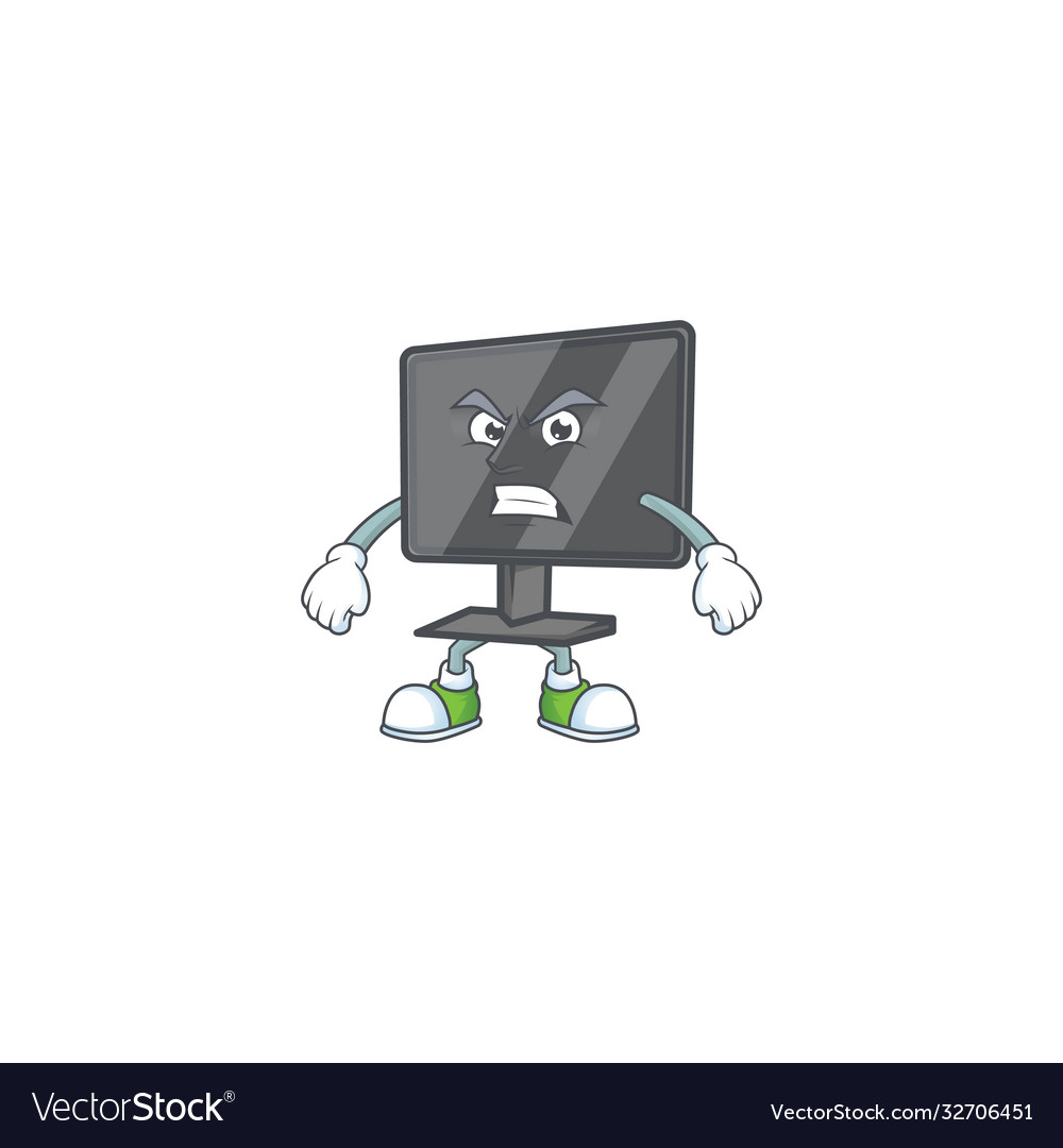 Cartoon character computer screen with angry