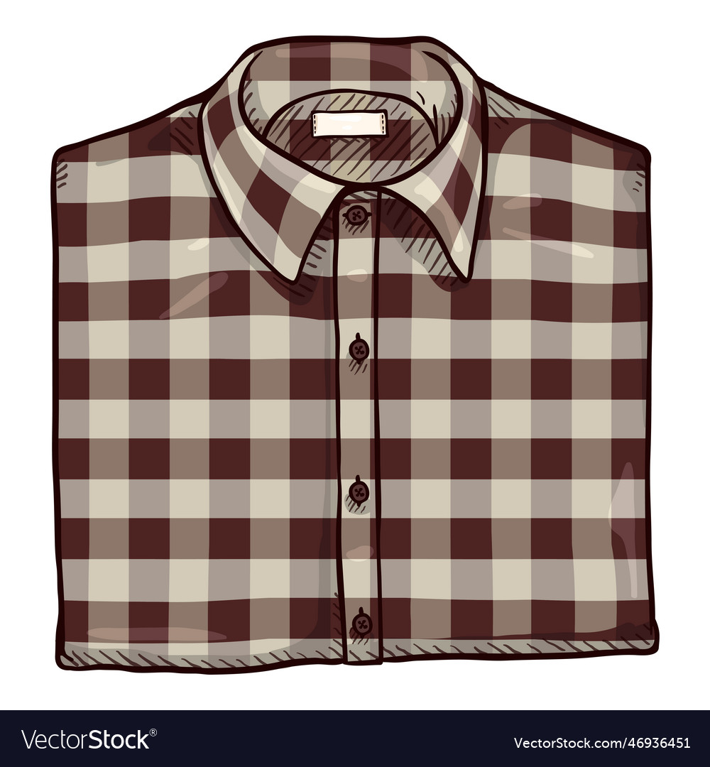 Cartoon folded brown casual checkered men shirt vector image Cartoon folded brown casual checkered men shirt