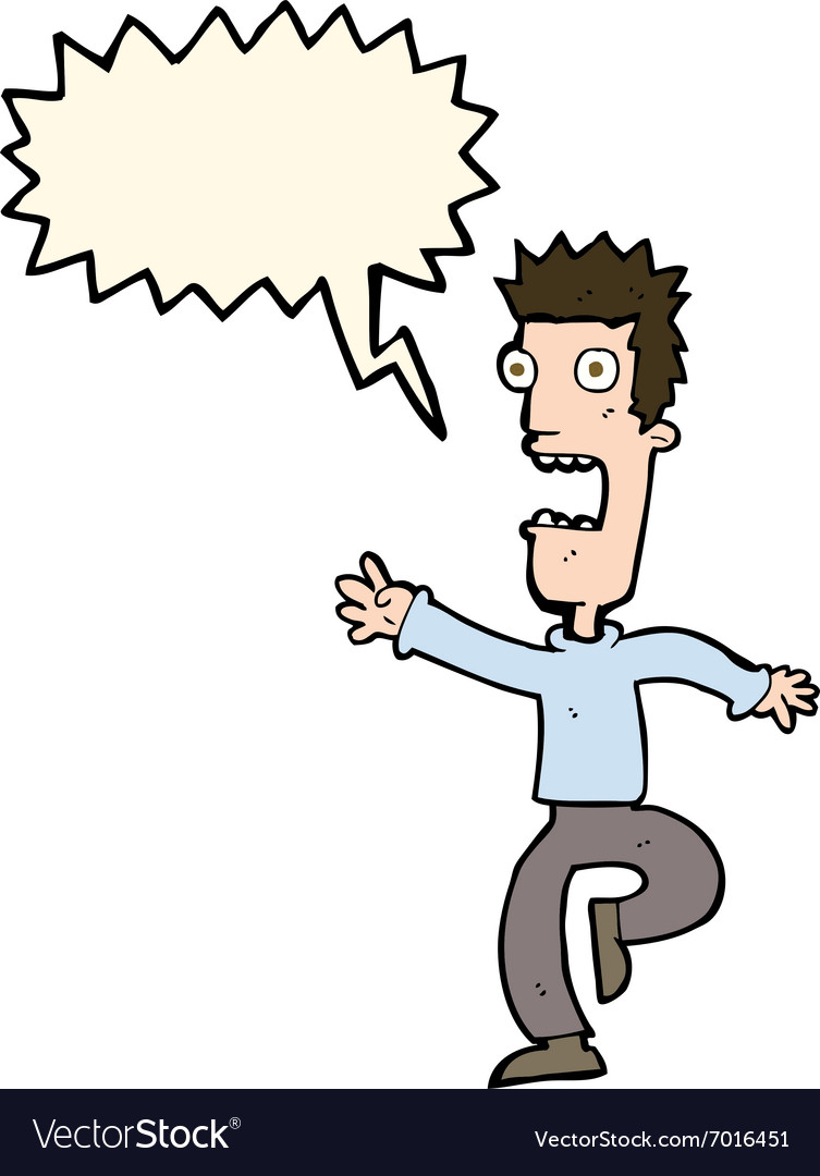 Cartoon shrieking man with speech bubble Vector Image