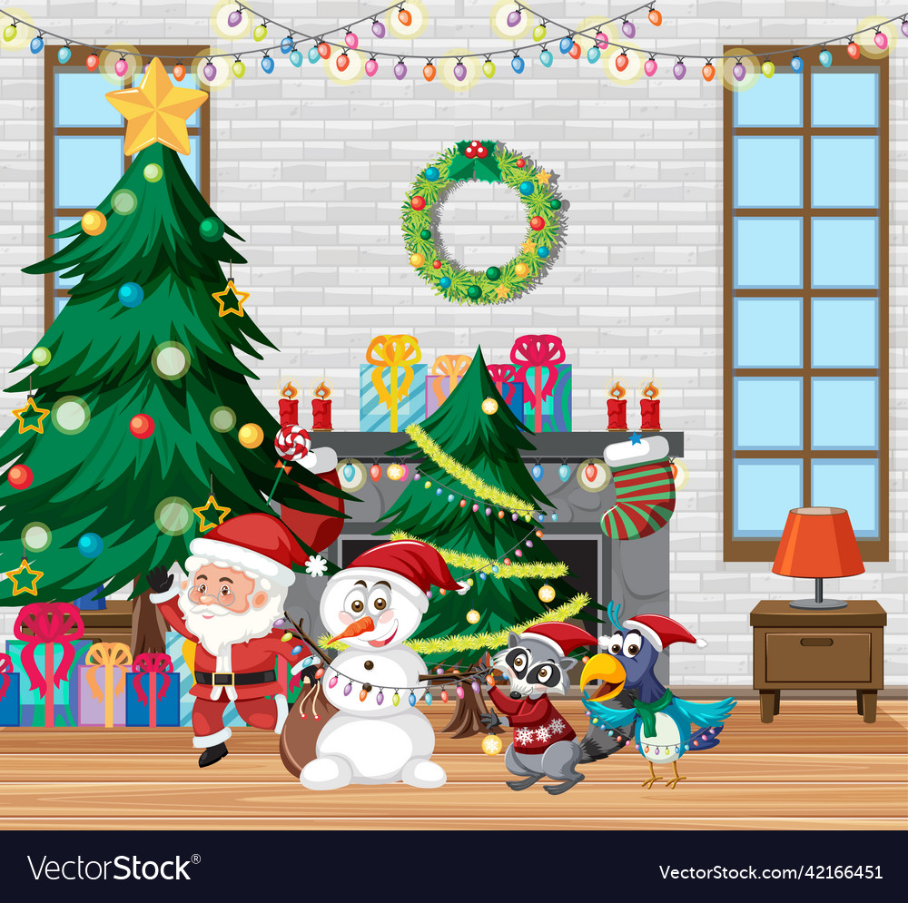 Christmas theme with santa and snowman