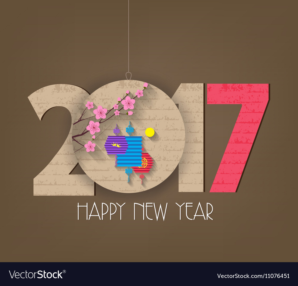 Creative chinese new year 2017 blossom and lantern
