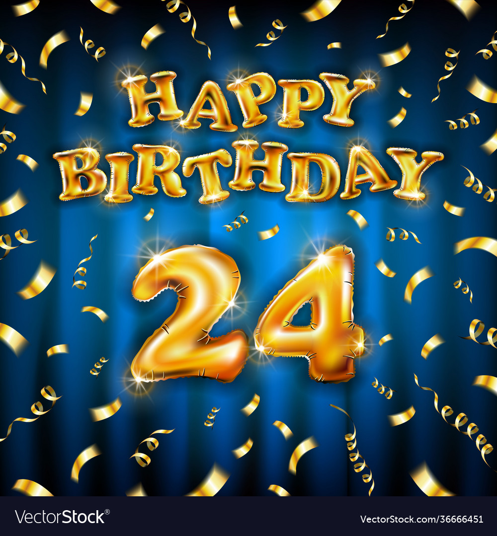 Happy birthday 24 message made golden Royalty Free Vector