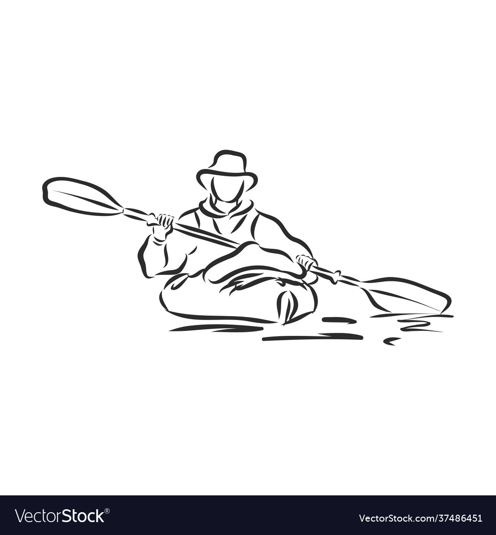 Kayak sketch on a white background Royalty Free Vector Image