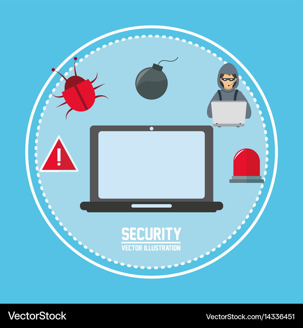 Laptop cyber security system design Royalty Free Vector