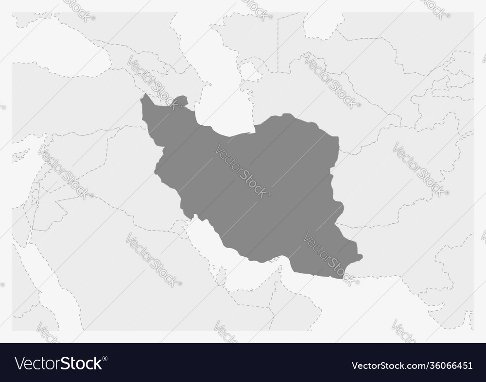 Map middle east with highlighted iran