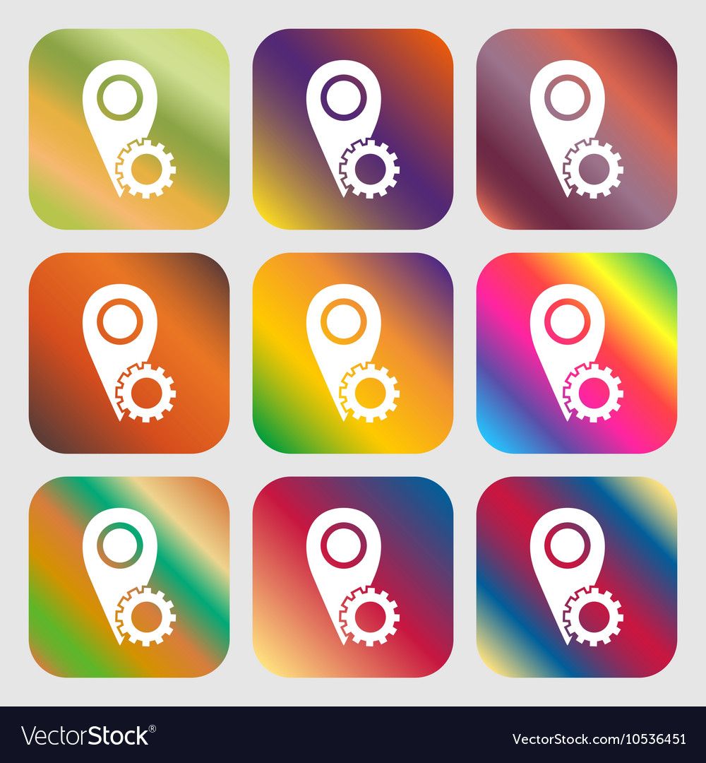 Map pointer setting icon sign nine buttons