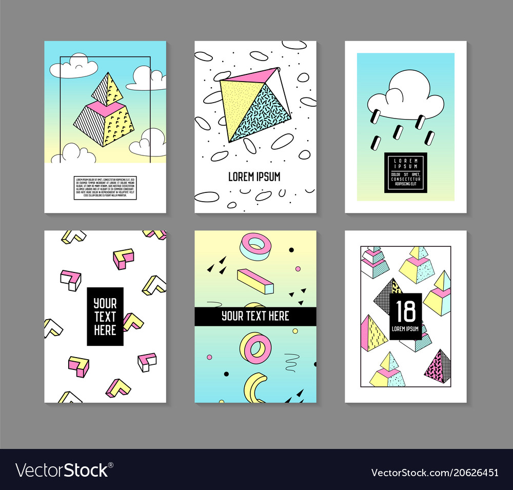 memphis style geometric elements poster templates vector image