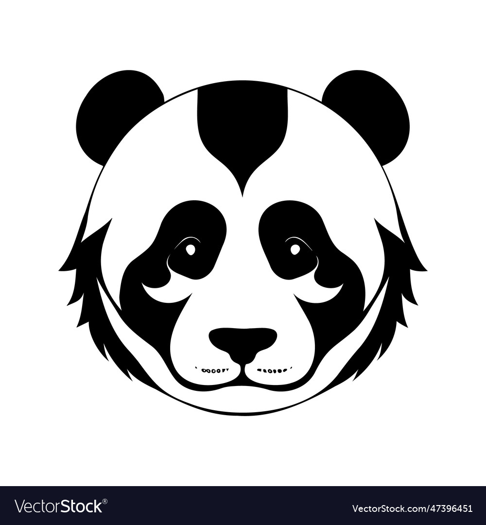 Panda head black and white icon Royalty Free Vector Image